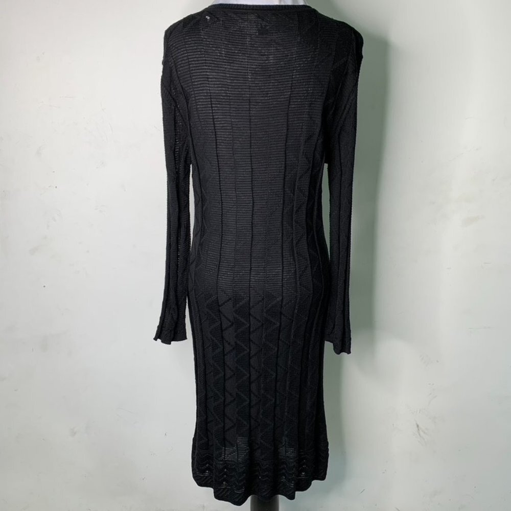 Missoni Women's Black Long Sleeve V Neck Knit Shift Dress Size 48 IT / 12 US - Picture 12 of 16